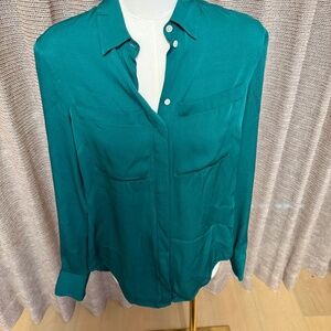 J.Crew Silk Button-Down Blouse | Emerald Green | Size 00